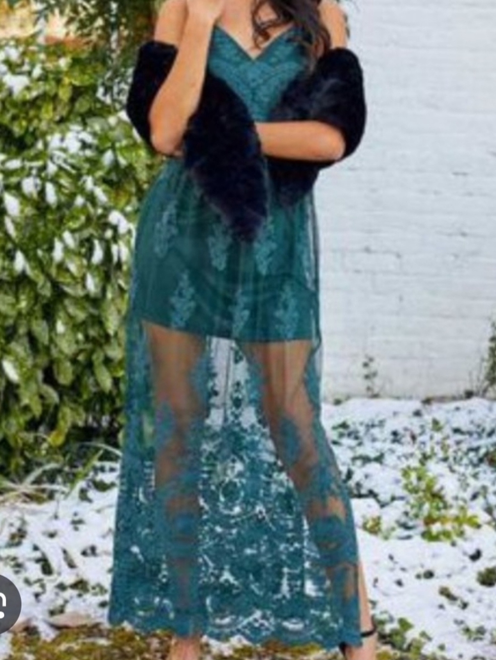 ALTAR'D STATE Hunter Green lace apolini maxi dress size Medium